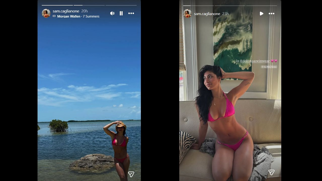 Screenshots of Sam Caglianone's Instagram stories (Images from - Instagram.com/@sam.caglianone IG Stories)
